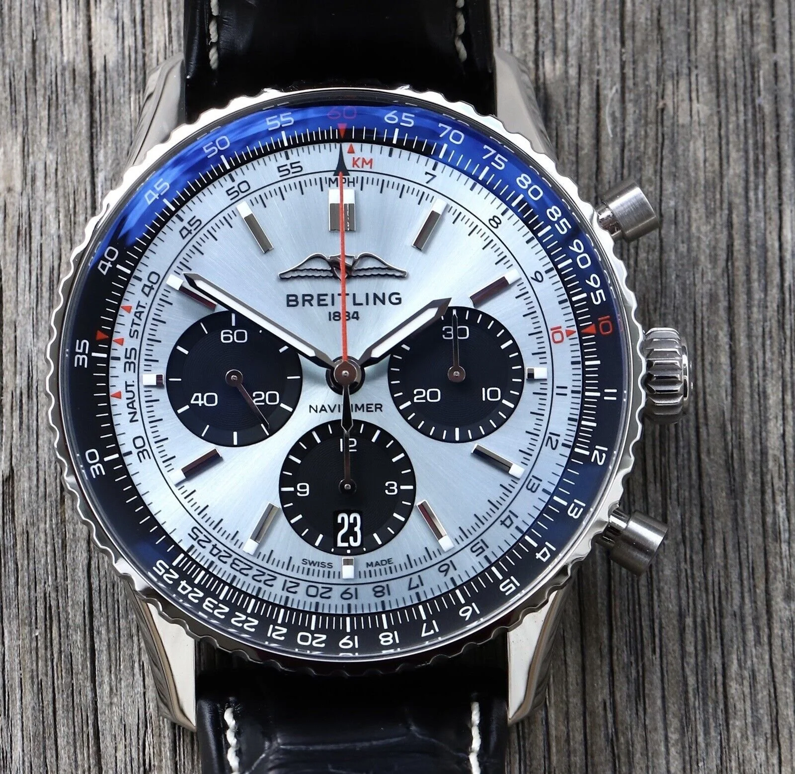 17c1e1ef6f655a224e7691931b6a4b24 Breitling Navitimer B01 Chronograph Ice Blue Dial 43 AB0138241C1P1