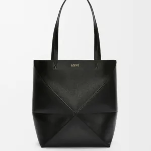 Medium Puzzle Fold tote in shiny calfskin