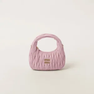 Wander Matelassé Soft Lamb Nappa Small Crescent Moon Bag Snow Pink