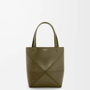 Mini Puzzle Fold tote in shiny calfskin